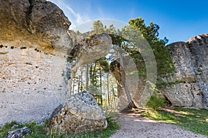 Erosion rock formations in Enchanted City park, Cuenca,Spain