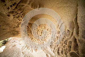 Erosion on the rock and Mount Arabi, Yecla, Murcia, Spain