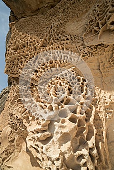 Erosion on the rock and Mount Arabi, Yecla, Murcia, Spain photo