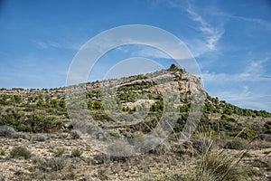 Erosion on the rock and Mount Arabi, Yecla, Murcia, Spain