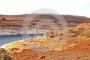 Erosion And Striation On Shoreline Of Arizona Waterway