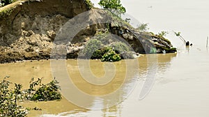 erosional landforms of river of Ganga countryside of India photo