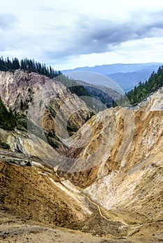 Erosional view of Ruginoasa Pit from Apuseni mountains