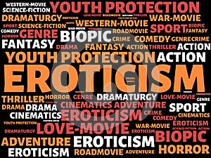 EROTICISM - image with words associated with the topic MOVIE, word, image, illustration photo