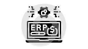 erp digital business glyph icon animation