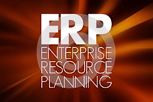 ERP - Enterprise Resource Planning acronym, business concept background