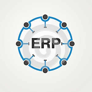 ERP, Enterprise resource planning. Business automation and innovation icon