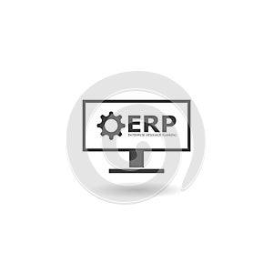 ERP, enterprise resource planning icon with shadow