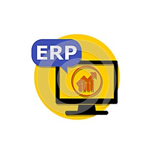 ERP enterprise resource planning icon, sign, logo
