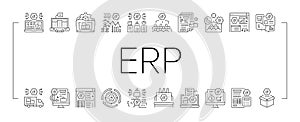 Erp Enterprise Resource Planning Icons Set Vector .