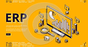 ERP enterprise resource planning isometric landing