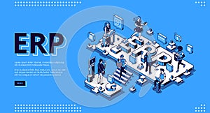 ERP enterprise resource planning isometric landing