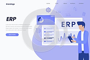ERP Enterprise resource planning landing page illustration