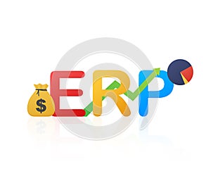 ERP, enterprise resource planning. Productivity and improvement. Vector illustration.