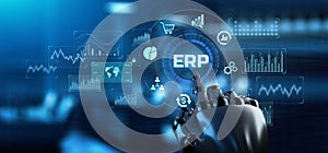 ERP Enterprise resource planning software system for business as concept.