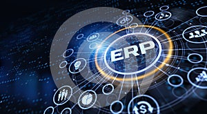 ERP Enterprise resources planning business finance technology concept