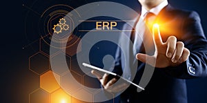 ERP Enterprise resources planning system software business technology.