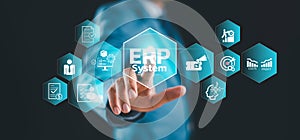 ERP software system for business planning concept