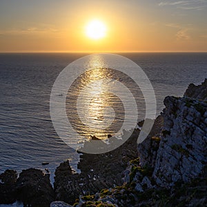 Erquy sunset from the cliff during the summer