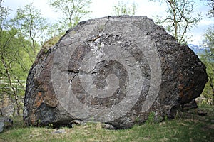 Erratic sandstone block at Abisko in Sweden