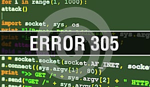 Error 305 with Abstract Technology Binary code Background.Digital binary data and Secure Data Concept. Software