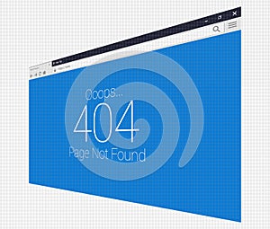 Error 404 in browser with blue background at an angle