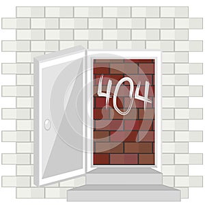 Error 404 concept with blocked door