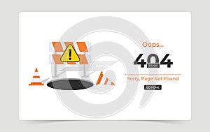 Error 404 concept for landing page. For website elements and business template. Website under construction and maintenance vector