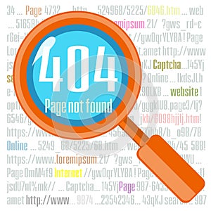 Error 404 concept with magnifier