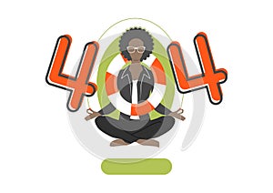 Error 404 concept with woman in lotus position.