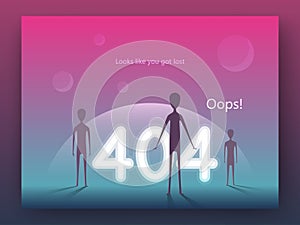 Error 404 page concept. Arrival of aliens on Earth in a modern flat style. Template for web page. EPS 10