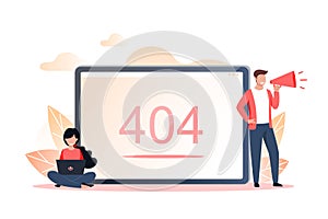 Error 404 page or file not found with people concept. Vector illustration for web page, banner