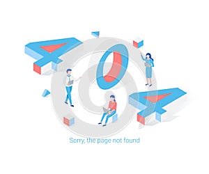 Error 404 page isometric design concept.