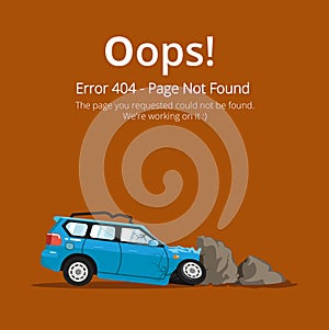 Error 404 page layout vector design. Website 404 page creative concept.