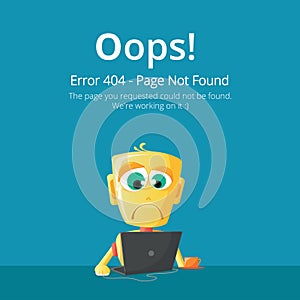 Error 404 page layout vector design. Website 404 page creative concept