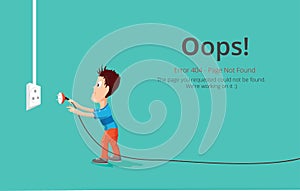 Error 404 page layout vector design. Website 404 page creative concept.