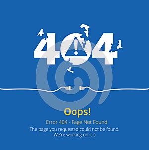 Error 404 page layout vector design. Website 404 page creative concept.