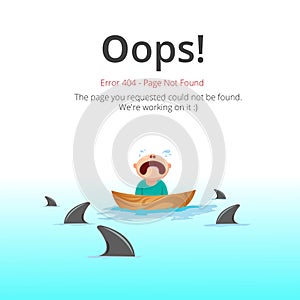 Error 404 page layout vector design. Website 404 page creative concept.