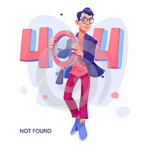 Error 404 page not found concept with cartoon man