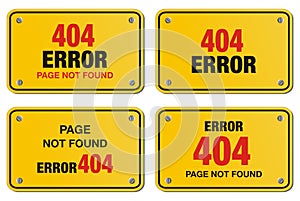 Error 404 yellow sign - rectangle sign
