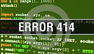 Error 414 with Abstract Technology Binary code Background.Digital binary data and Secure Data Concept. Software
