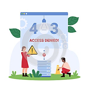403 error, Access denied server message about web page denial to load and tiny people