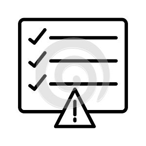 Error checklist thin line vector icon