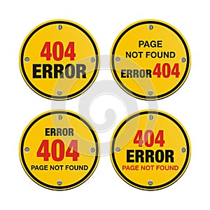 Error 404 circle signs