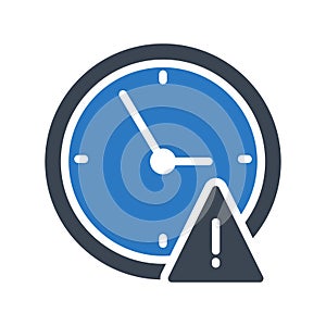 Error clock glyph color vector icon