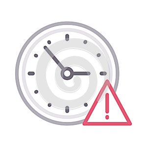 Error clock thin color line vector icon
