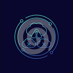 error in a cloud service icon, linear design
