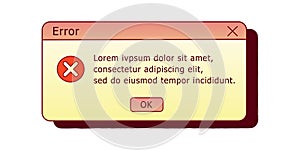Error dialog box. Retro PC user interface aestetic.