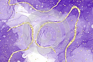Purple and Gold Abstract Alcohol Ink Background