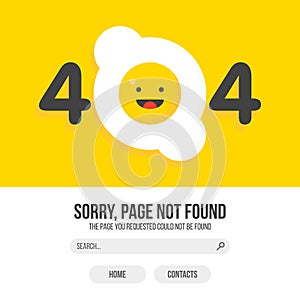 404 error with fried egg vector on yellow
